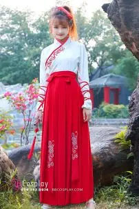 Hán Phục Môn Sinh Áo Trắng Váy Đỏ