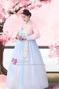 Hanbok Hàn Quốc Đẹp Váy Xanh Thiên Thanh