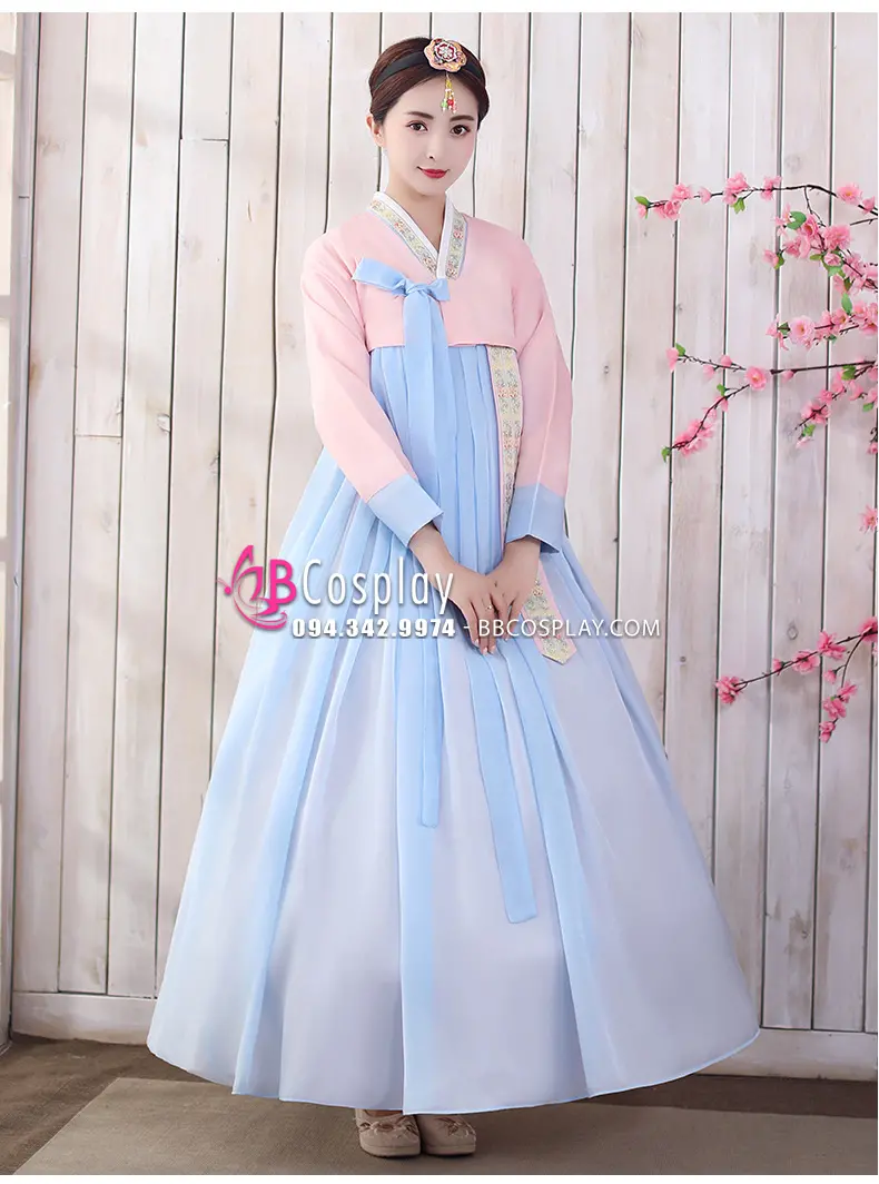 Váy Hanbok Hàn Quốc Đẹp Váy Xanh Thiên Thanh