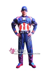 Bộ Đồ Captain America Độn Cơ Bắp In 3D