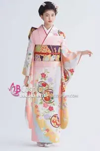Kimono Truyền Thống Nhật Bản Hồng Pastel
