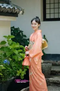 Kimono Cam Đào Chiều Thu