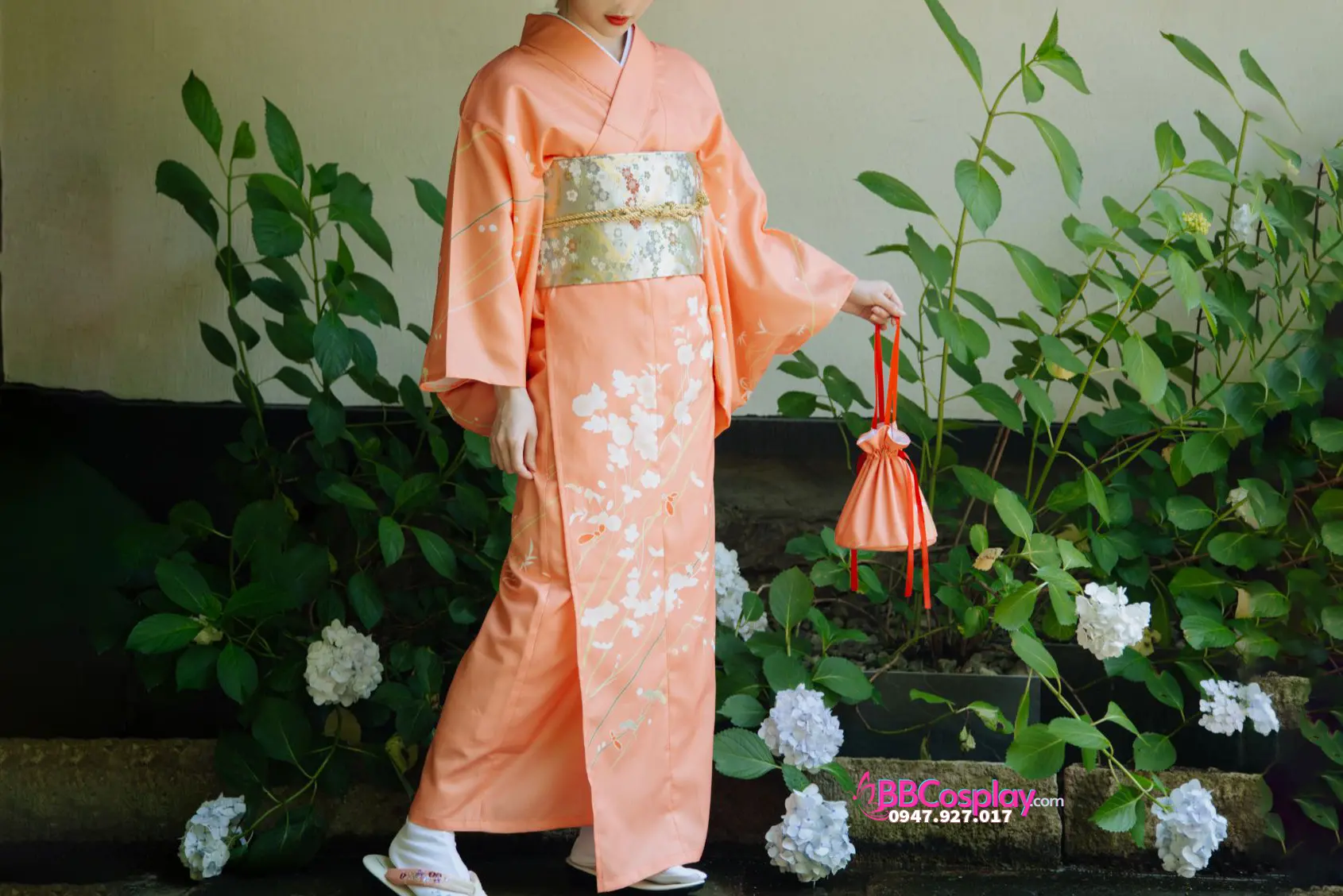 Kimono Cam Đào Chiều Thu