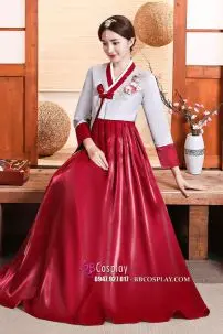 Hanbok Rũ Váy Đỏ Đô Mẫu Mới Vải Cao Cấp