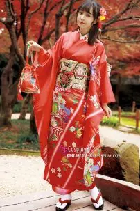 Kimono Cao Cấp Chuẩn Nhật Màu Đỏ Lễ Hội