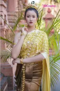 Đồ Thái Lan Áo Vàng Kim Sa- Váy Nâu