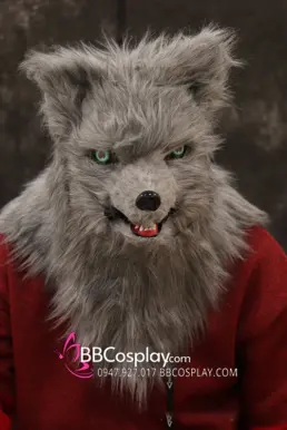 Mặt Nạ Thú Sói Xám- Mẫu Lông Full Đầu