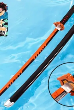 Kiếm Gỗ Luân Kiếm Viêm Trụ Rengoku Lưỡi Cam Đen - Kimetsu No Yaiba