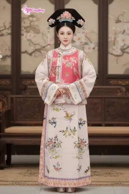 Trang Phục Mãn Thanh Tone Màu Pastel  - Áo Hồng Khoác Hồng