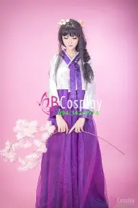 Đồ Hanbok Hàn Truyền Thống Tím Chiều Thu Áo Trắng Váy Tím