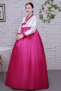 Hanbok Giá Rẻ Áo Trắng Váy Hồng Nơ Hồng