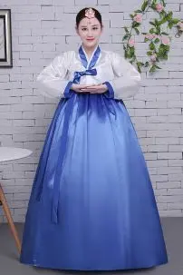 Hanbok Áo Trắng Váy Xanh Nơ Xanh Giá Yêu Thương