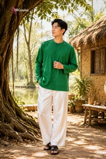 Trang Phục Bà Ba Nam Xanh Lá - Chú Cuội Xanh Lá