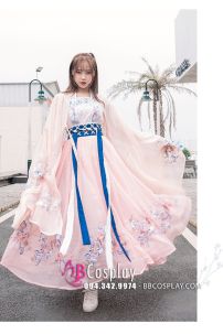 Hán Phục Chiết Eo Thêu Hoa Hồng Anh