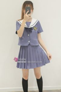 Trang Phục Nữ Sinh Xanh Xám Tay Ngắn