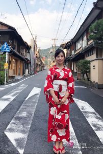 Yukata Chuẩn Nhật Đỏ Hoa Đào