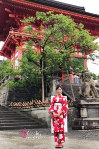 Yukata Chuẩn Nhật Đỏ Hoa Đào