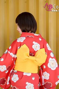 Yukata Chuẩn Nhật Đỏ Hoa Đào