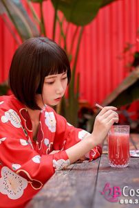 Yukata Chuẩn Nhật Đỏ Hoa Đào