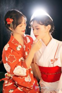 Yukata Chuẩn Nhật Đỏ Hoa Đào