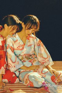 Yukata Chuẩn Nhật Đỏ Hoa Đào