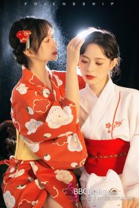 Yukata Chuẩn Nhật Đỏ Hoa Đào