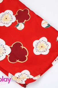 Yukata Chuẩn Nhật Đỏ Hoa Đào