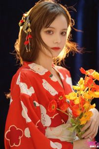 Yukata Chuẩn Nhật Đỏ Hoa Đào