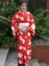 Yukata Chuẩn Nhật Đỏ Hoa Đào