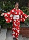Yukata Chuẩn Nhật Đỏ Hoa Đào