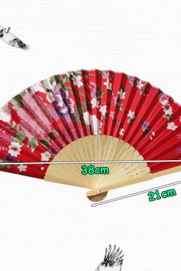 Quạt Vải Nhật Bản Hoa Màu Đỏ