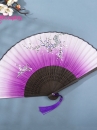 Uchiwa Quạt Vải Nhật Hoa Đào Màu Tím