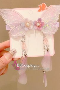 Cặp Kẹp Tóc Bướm Hồng Tiên Nữ