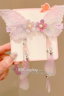 Cặp Kẹp Tóc Bướm Hồng Tiên Nữ