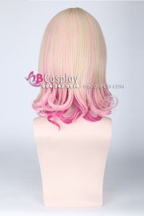 Tóc Giả 2 Màu Vàng Hồng Xoăn Đuôi