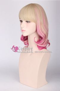 Tóc Giả 2 Màu Vàng Hồng Xoăn Đuôi