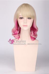 Tóc Giả 2 Màu Vàng Hồng Xoăn Đuôi