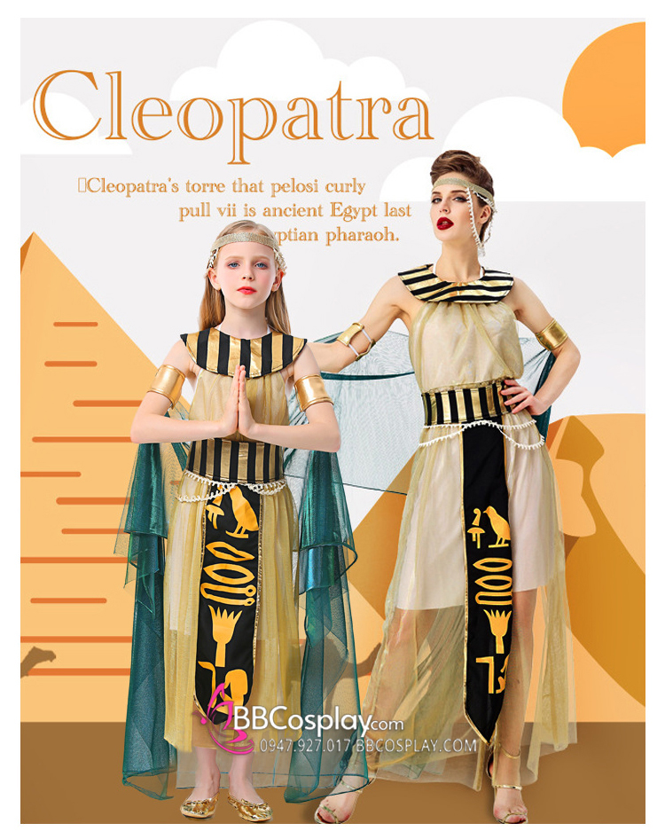 Trang Phục Cleopatra Ai Cập Cổ Đại Cho Bé Gái
