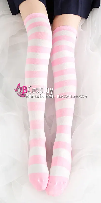 Vớ Kẻ Sọc Trắng Hồng
