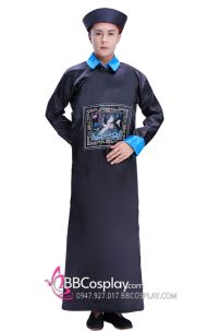 Trang Phục Ma Cương Thi Màu Đen - Vải Phi Bóng Hoạ Tiết In