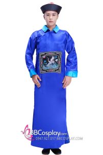 Trang Phục Ma Cương Thi Màu Xanh - Vải Phi Bóng Hoạ Tiết In