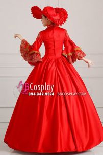 Đồ Nữ Bá Tước Đỏ Ren Vàng Đồng