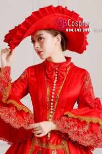 Đồ Nữ Bá Tước Đỏ Ren Vàng Đồng