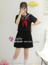 Đầm Nữ Sinh Nhật Đen Cổ Áo 3 Sọc Trắng