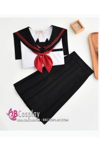 Đồ Học Sinh Nhật Bản Trắng Cổ Mèo Tay Dài