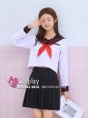 Trang Phục Học Sinh Nhật Bản Trắng Cổ Mèo Tay Dài