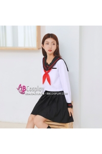 Trang Phục Học Sinh Nhật Bản Trắng Cổ Mèo Tay Dài