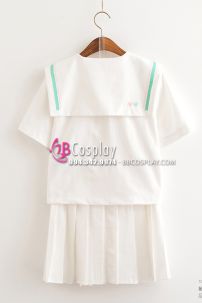 Đồng Phục Nữ Sinh Hàn Quốc Màu Trắng Viền Xanh