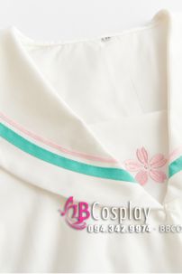 Đồng Phục Nữ Sinh Hàn Quốc Màu Trắng Viền Xanh