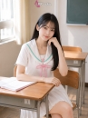 Đồng Phục Nữ Sinh Hàn Quốc Màu Trắng Viền Xanh